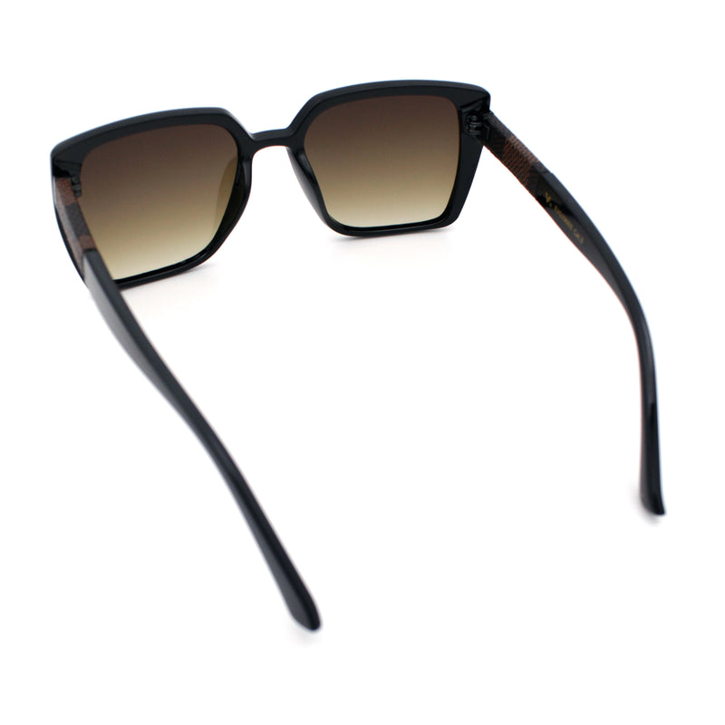 Womens Rectangle Inset Lens Minimalist Fashion Plastic Sunglasses