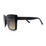 Womens Rectangle Inset Lens Minimalist Fashion Plastic Sunglasses