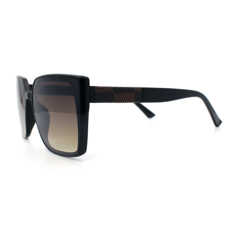 Womens Rectangle Inset Lens Minimalist Fashion Plastic Sunglasses