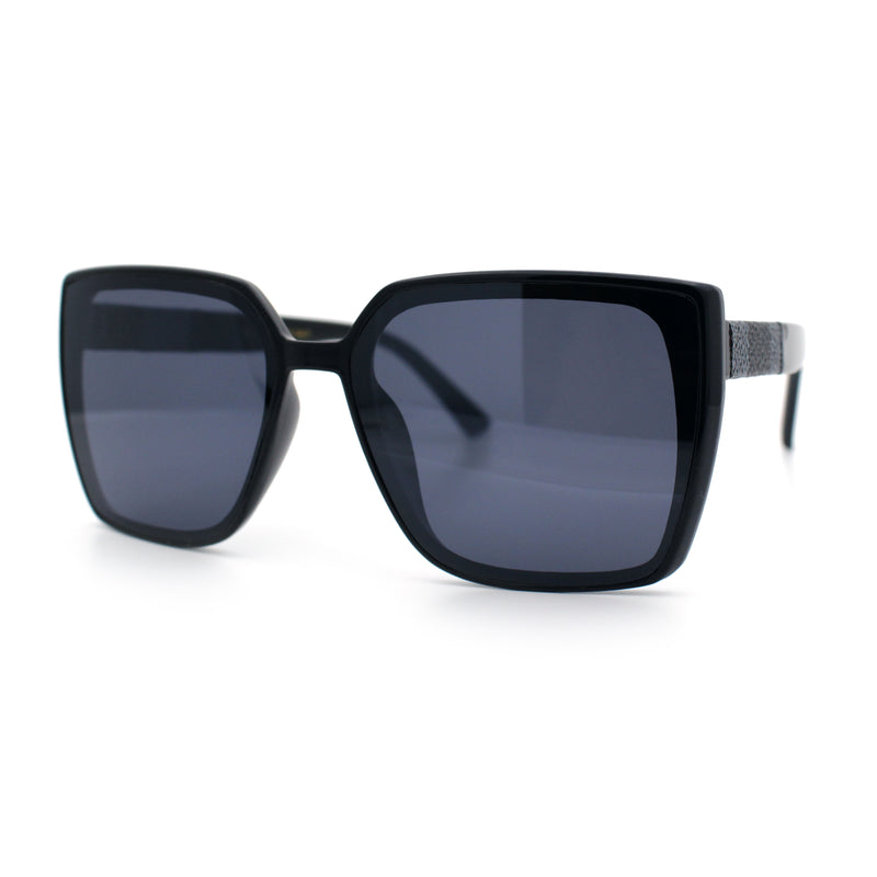 Womens Rectangle Inset Lens Minimalist Fashion Plastic Sunglasses