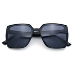 Womens Rectangle Inset Lens Minimalist Fashion Plastic Sunglasses