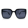 Womens Rectangle Inset Lens Minimalist Fashion Plastic Sunglasses