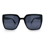 Womens Rectangle Inset Lens Minimalist Fashion Plastic Sunglasses