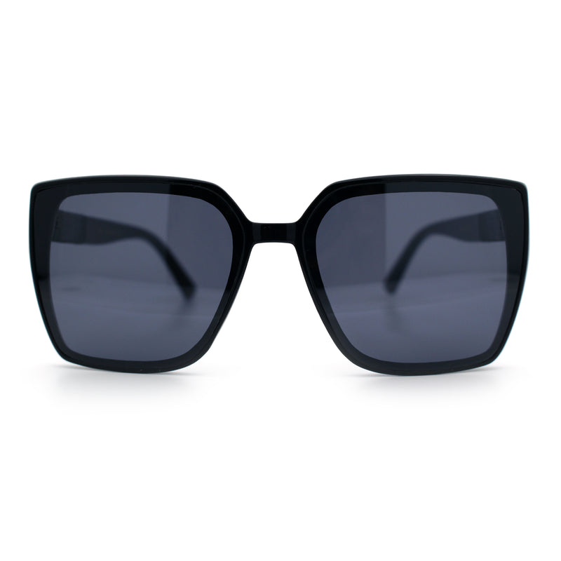 Womens Rectangle Inset Lens Minimalist Fashion Plastic Sunglasses