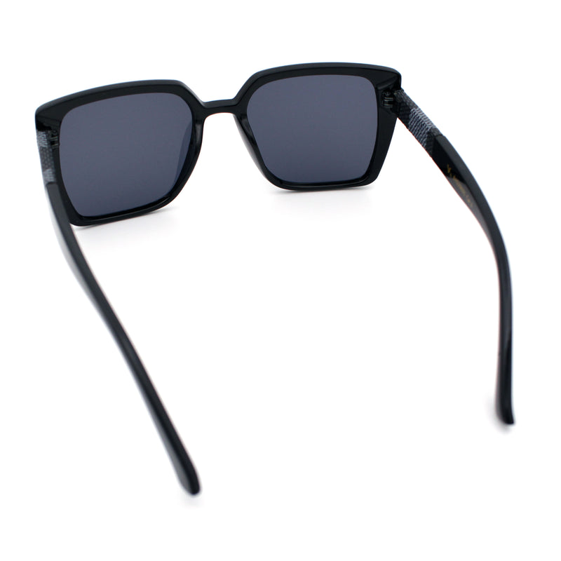Womens Rectangle Inset Lens Minimalist Fashion Plastic Sunglasses