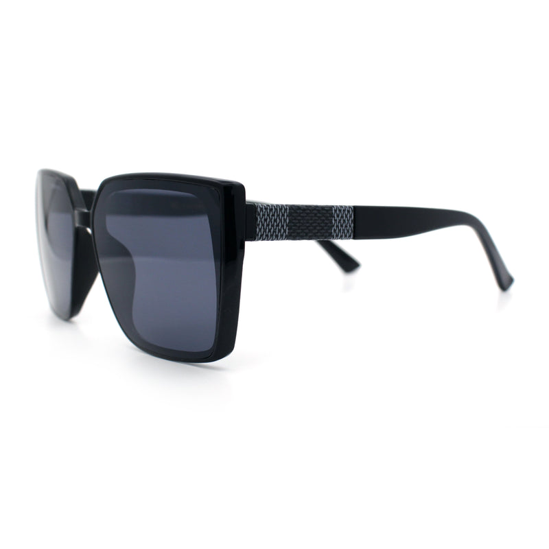 Womens Rectangle Inset Lens Minimalist Fashion Plastic Sunglasses