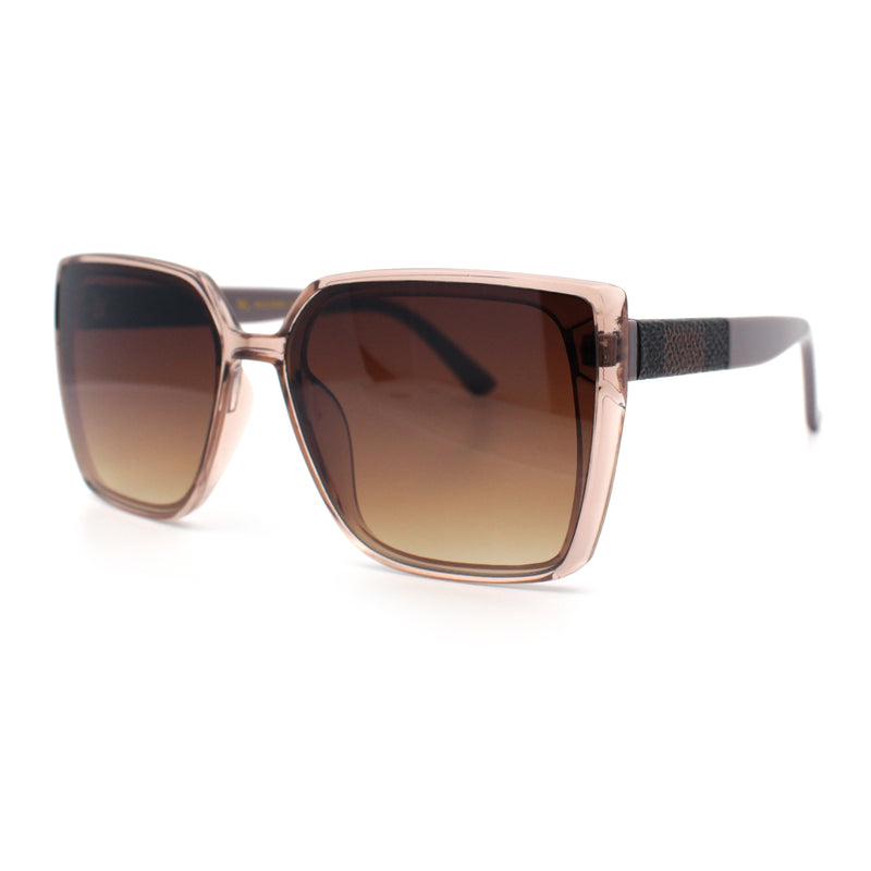 Womens Rectangle Inset Lens Minimalist Fashion Plastic Sunglasses