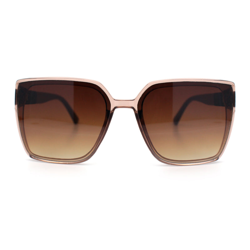 Womens Rectangle Inset Lens Minimalist Fashion Plastic Sunglasses