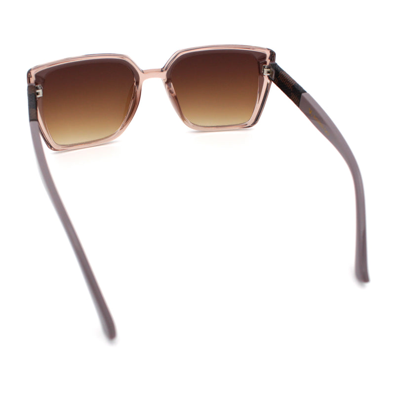 Womens Rectangle Inset Lens Minimalist Fashion Plastic Sunglasses