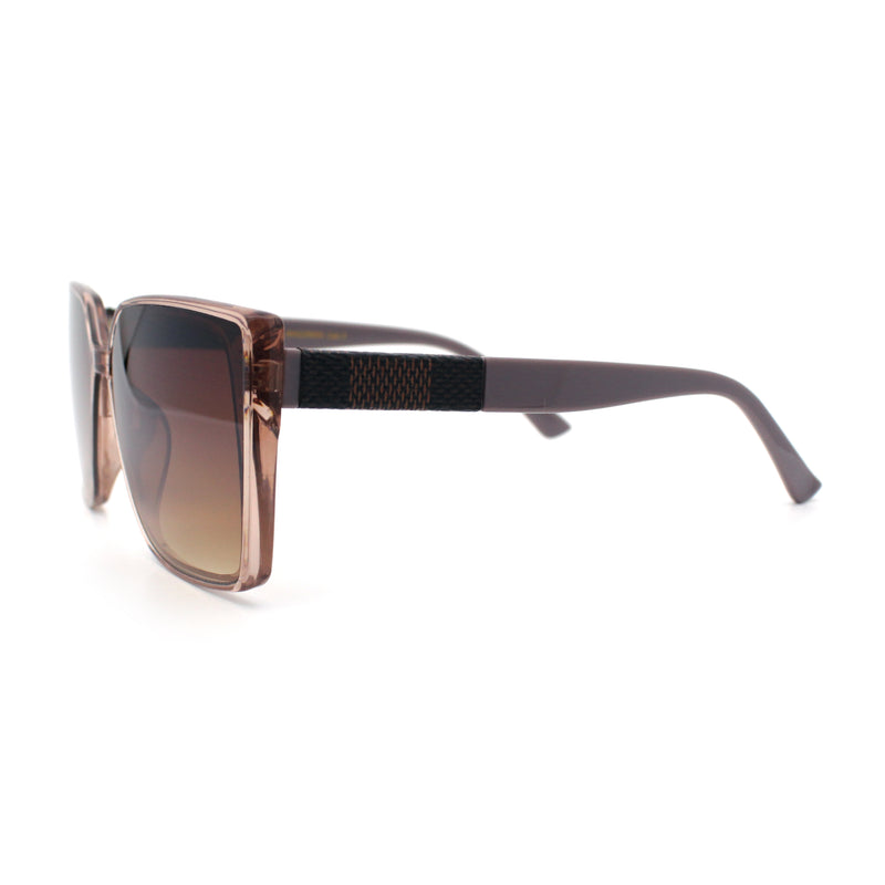 Womens Rectangle Inset Lens Minimalist Fashion Plastic Sunglasses