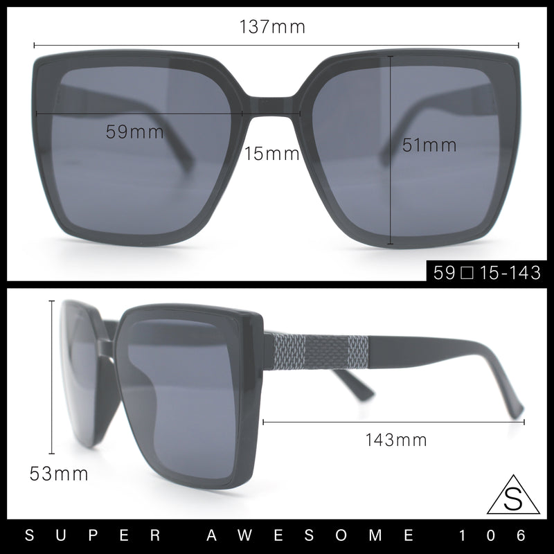 Womens Rectangle Inset Lens Minimalist Fashion Plastic Sunglasses