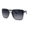 Womens Rectangle Inset Lens Minimalist Fashion Plastic Sunglasses
