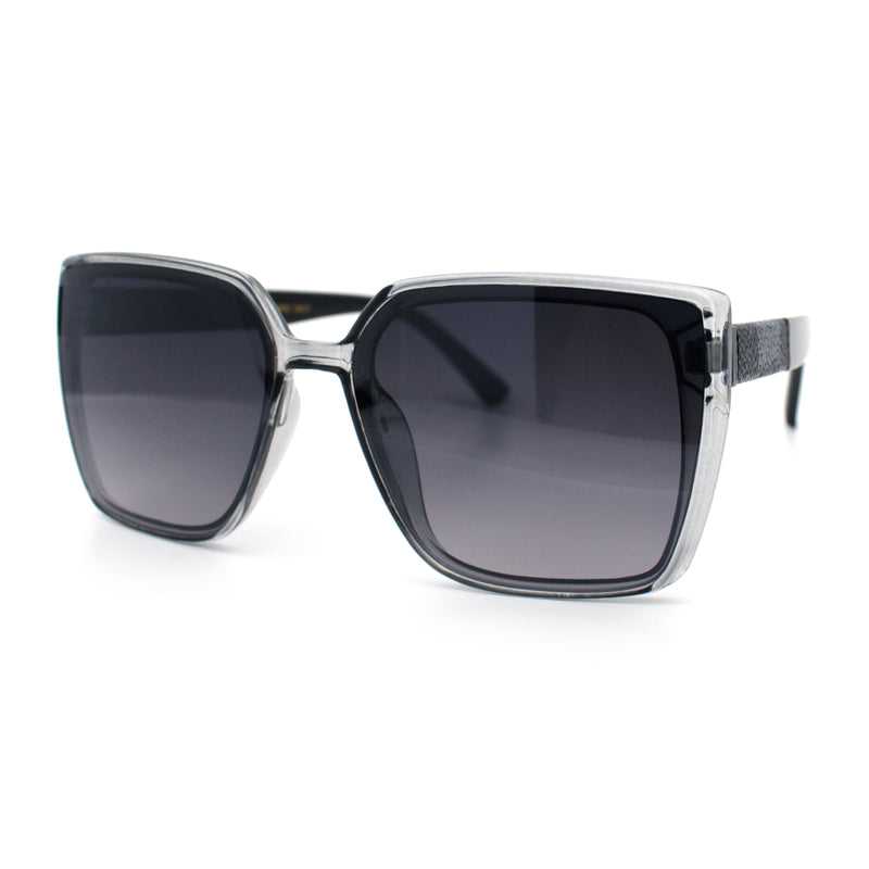 Womens Rectangle Inset Lens Minimalist Fashion Plastic Sunglasses