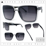 Womens Rectangle Inset Lens Minimalist Fashion Plastic Sunglasses