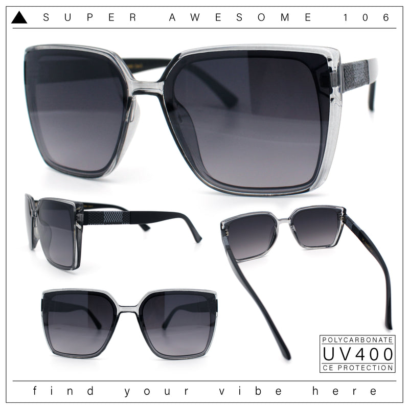 Womens Rectangle Inset Lens Minimalist Fashion Plastic Sunglasses