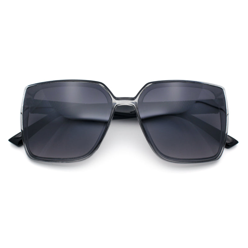 Womens Rectangle Inset Lens Minimalist Fashion Plastic Sunglasses