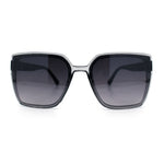 Womens Rectangle Inset Lens Minimalist Fashion Plastic Sunglasses