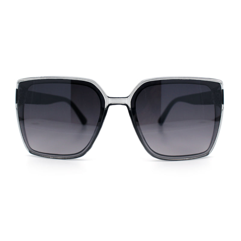 Womens Rectangle Inset Lens Minimalist Fashion Plastic Sunglasses