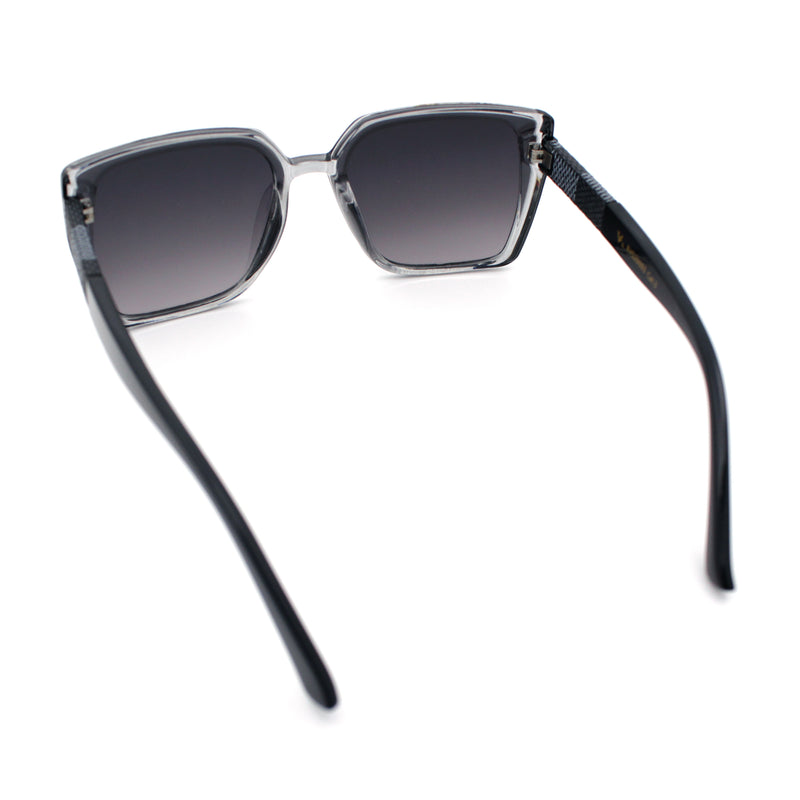 Womens Rectangle Inset Lens Minimalist Fashion Plastic Sunglasses