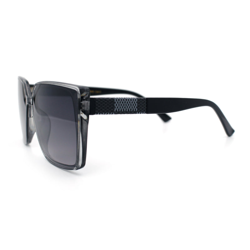 Womens Rectangle Inset Lens Minimalist Fashion Plastic Sunglasses