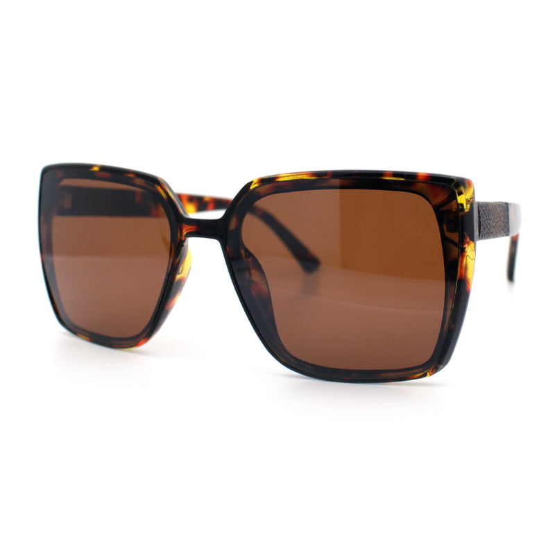 Womens Rectangle Inset Lens Minimalist Fashion Plastic Sunglasses