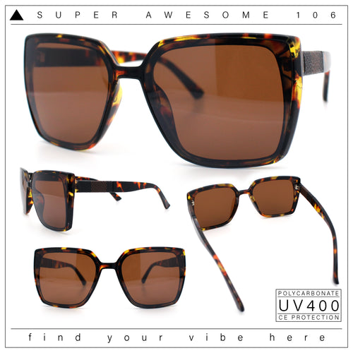 Womens Rectangle Inset Lens Minimalist Fashion Plastic Sunglasses