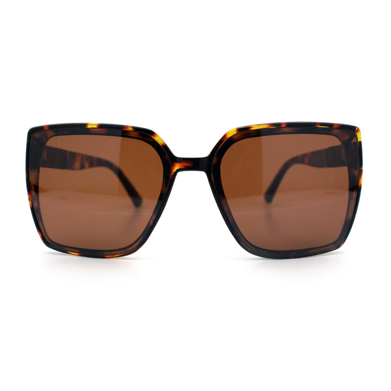 Womens Rectangle Inset Lens Minimalist Fashion Plastic Sunglasses