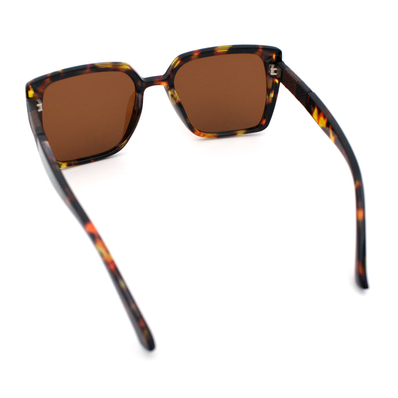 Womens Rectangle Inset Lens Minimalist Fashion Plastic Sunglasses