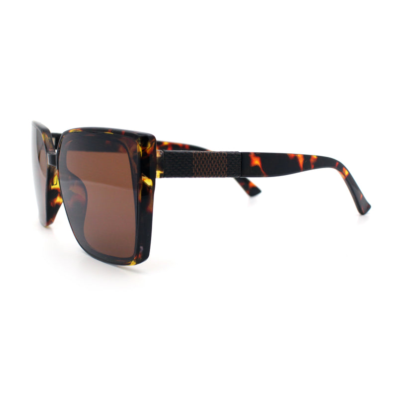Womens Rectangle Inset Lens Minimalist Fashion Plastic Sunglasses