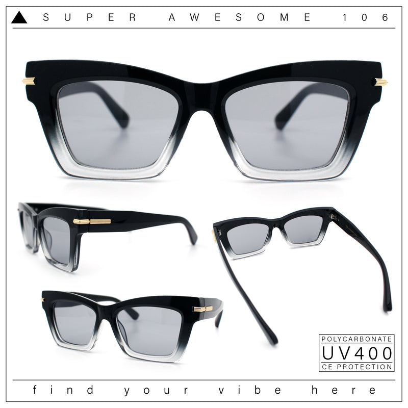 Womens Nerdy Thick Horn Rim Cat Eye Hipster Plastic Sunglasses