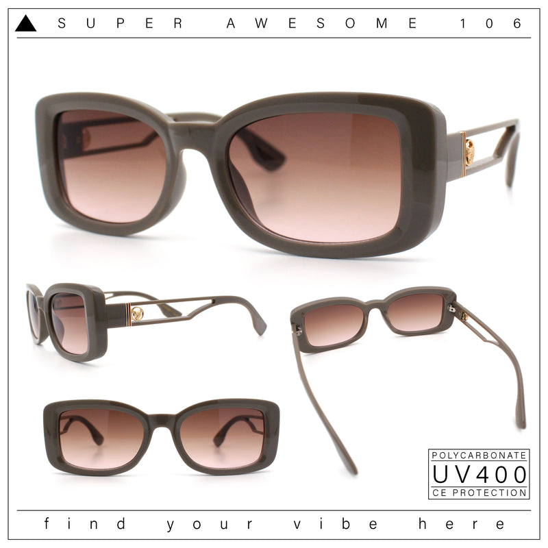Womens Classy Rectangle Retro Mod Designer Fashion Luxe Sunglasses