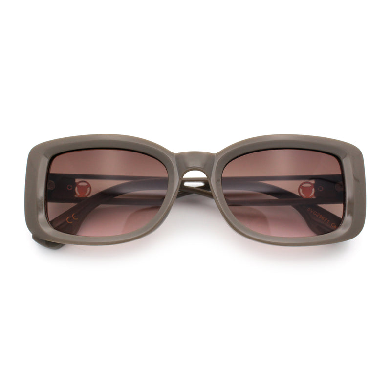 Womens Classy Rectangle Retro Mod Designer Fashion Luxe Sunglasses