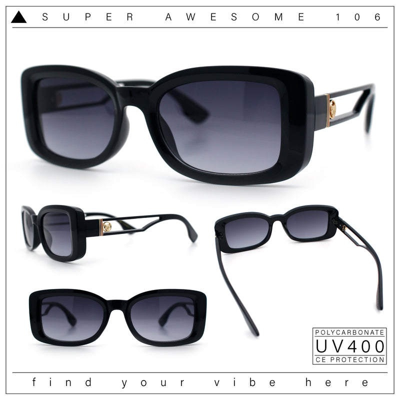 Womens Classy Rectangle Retro Mod Designer Fashion Luxe Sunglasses