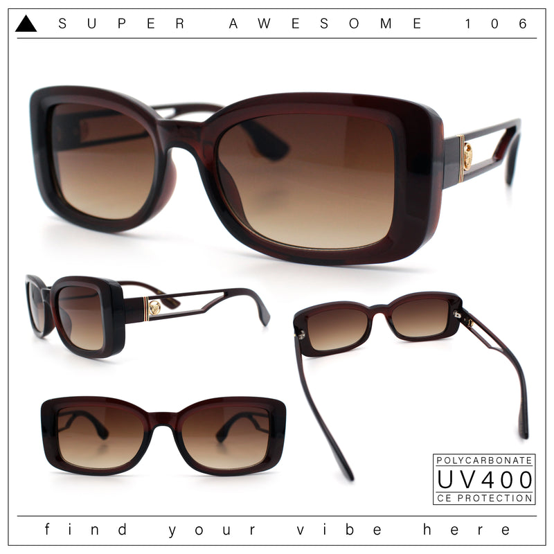 Womens Classy Rectangle Retro Mod Designer Fashion Luxe Sunglasses