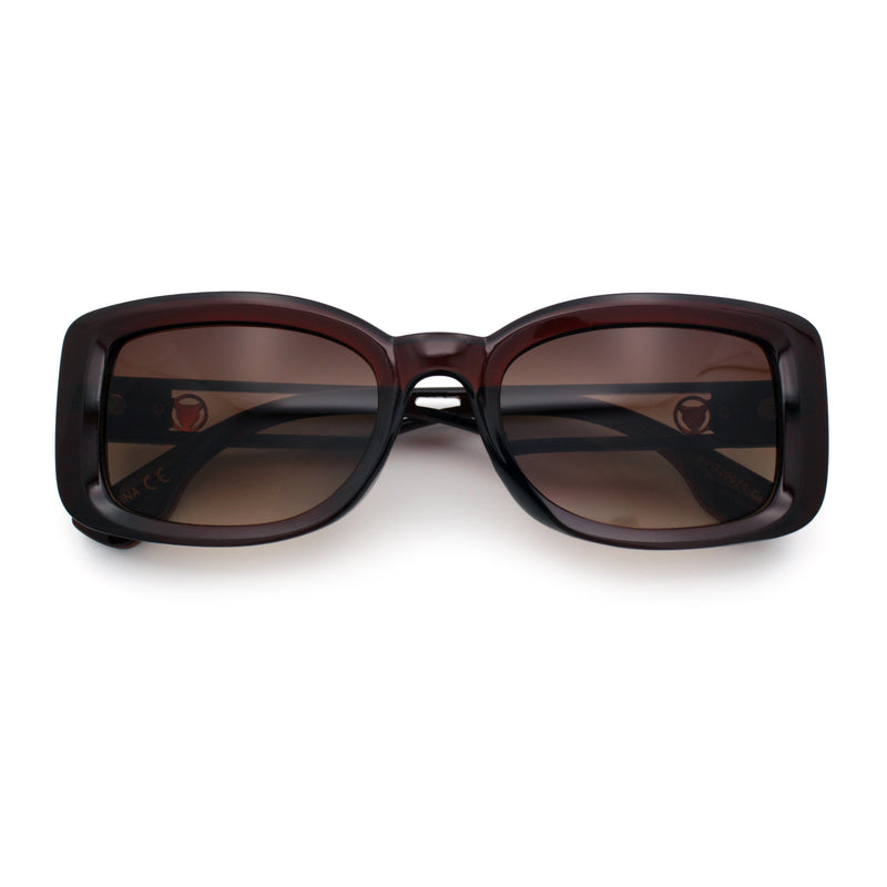 Womens Classy Rectangle Retro Mod Designer Fashion Luxe Sunglasses