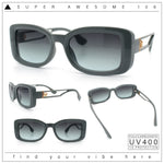 Womens Classy Rectangle Retro Mod Designer Fashion Luxe Sunglasses