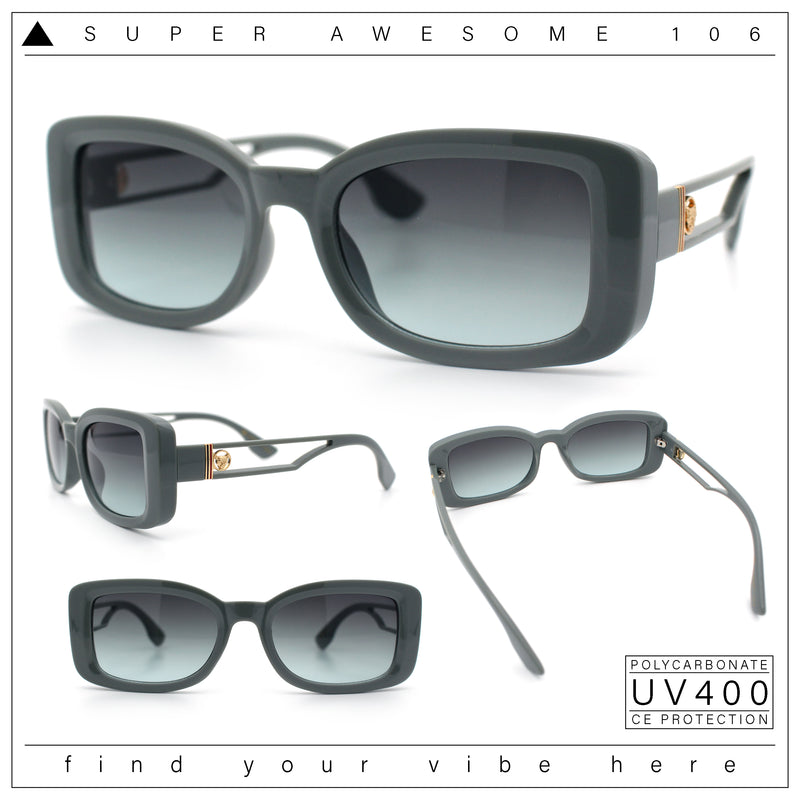 Womens Classy Rectangle Retro Mod Designer Fashion Luxe Sunglasses