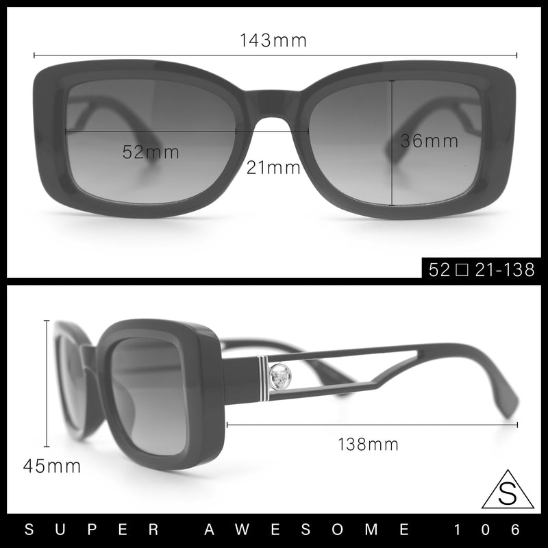 Womens Classy Rectangle Retro Mod Designer Fashion Luxe Sunglasses