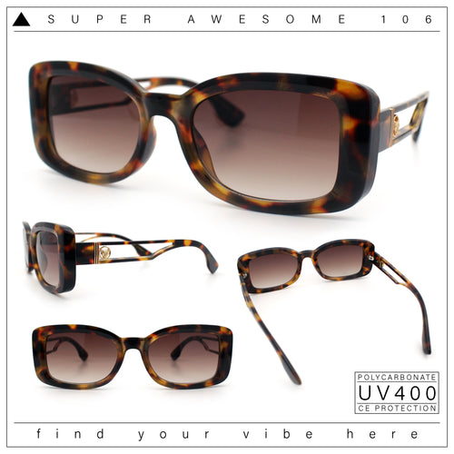 Womens Classy Rectangle Retro Mod Designer Fashion Luxe Sunglasses