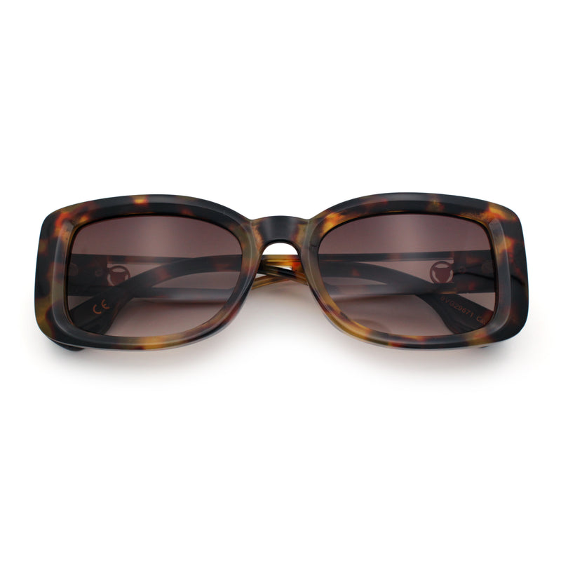 Womens Classy Rectangle Retro Mod Designer Fashion Luxe Sunglasses