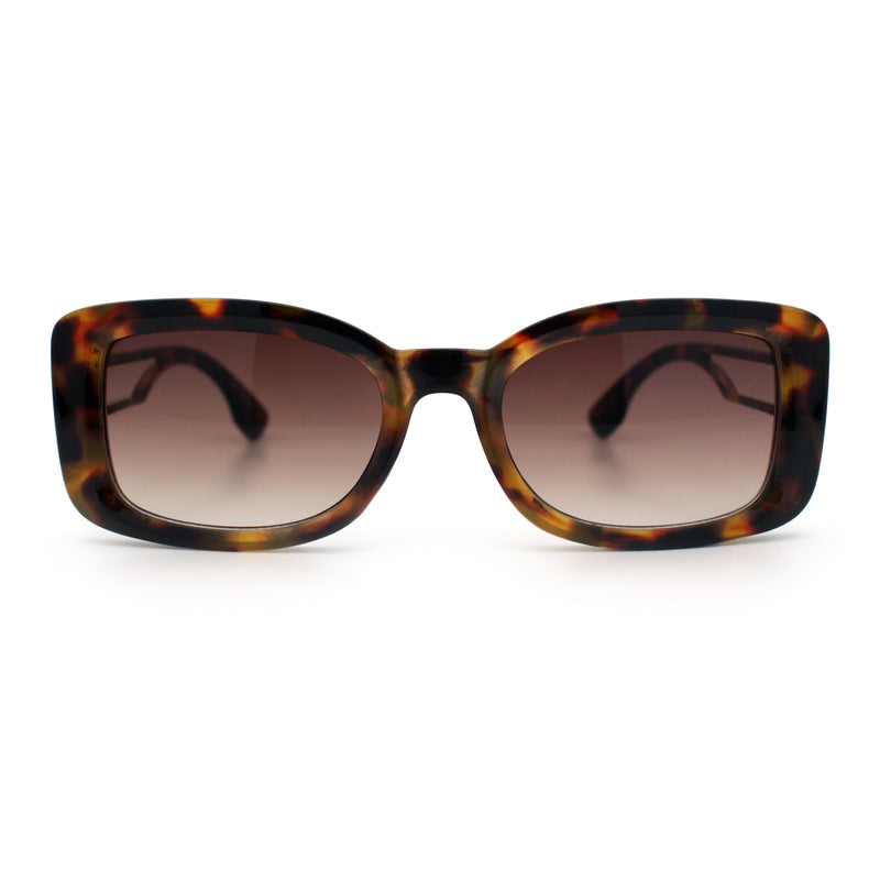 Womens Classy Rectangle Retro Mod Designer Fashion Luxe Sunglasses