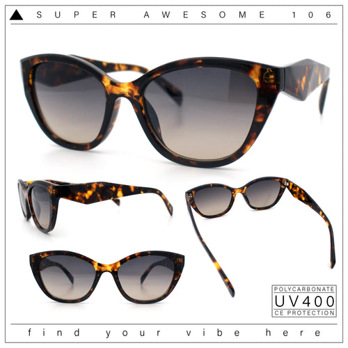 Womens Oversized Cat Eye Retro Fashion Geometric Bevel Arm Sunglasses