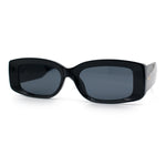 Womens Mod Rectangle Thick Beveled Plastic Minimal Fashion Sunglasses