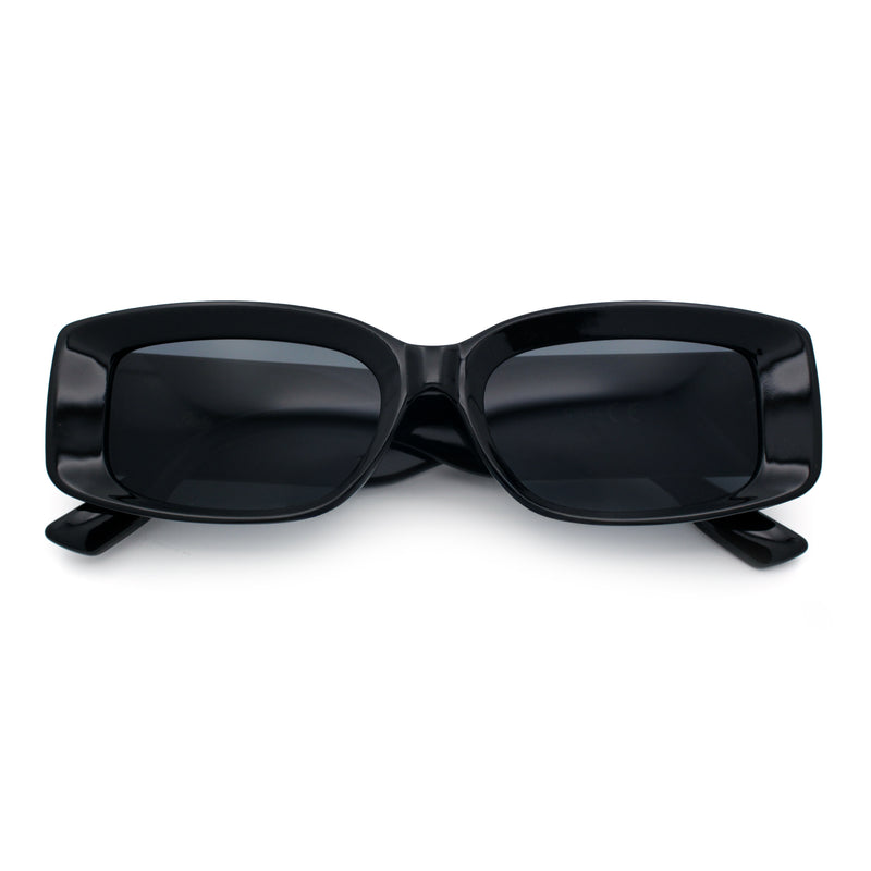 Womens Mod Rectangle Thick Beveled Plastic Minimal Fashion Sunglasses