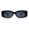 Womens Mod Rectangle Thick Beveled Plastic Minimal Fashion Sunglasses