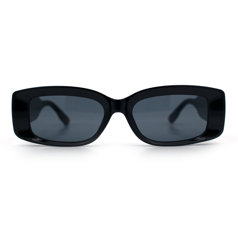 Womens Mod Rectangle Thick Beveled Plastic Minimal Fashion Sunglasses