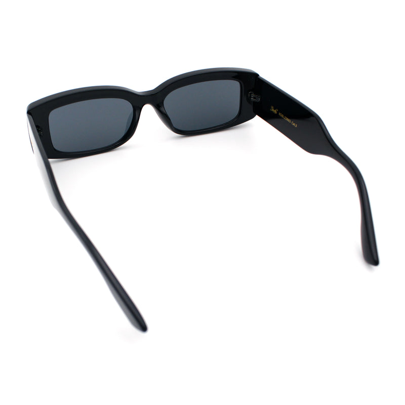 Womens Mod Rectangle Thick Beveled Plastic Minimal Fashion Sunglasses