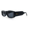 Womens Mod Rectangle Thick Beveled Plastic Minimal Fashion Sunglasses