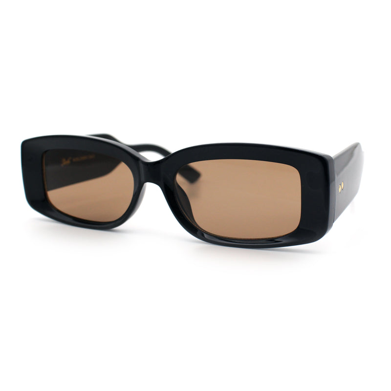 Womens Mod Rectangle Thick Beveled Plastic Minimal Fashion Sunglasses