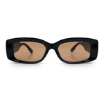 Womens Mod Rectangle Thick Beveled Plastic Minimal Fashion Sunglasses